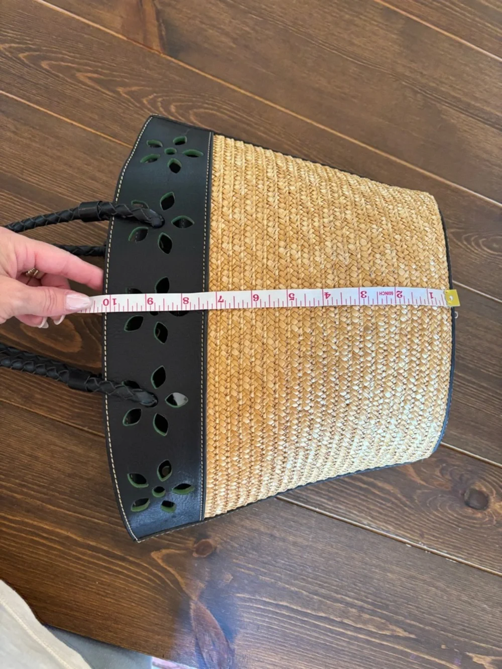 Preston & York Straw Tote Bag Genuine Leather Braided Handle Resort Summer Purse - Picture 11 of 16